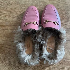 Gucci Princetown horsebit- detailed shearling- lined leather mules